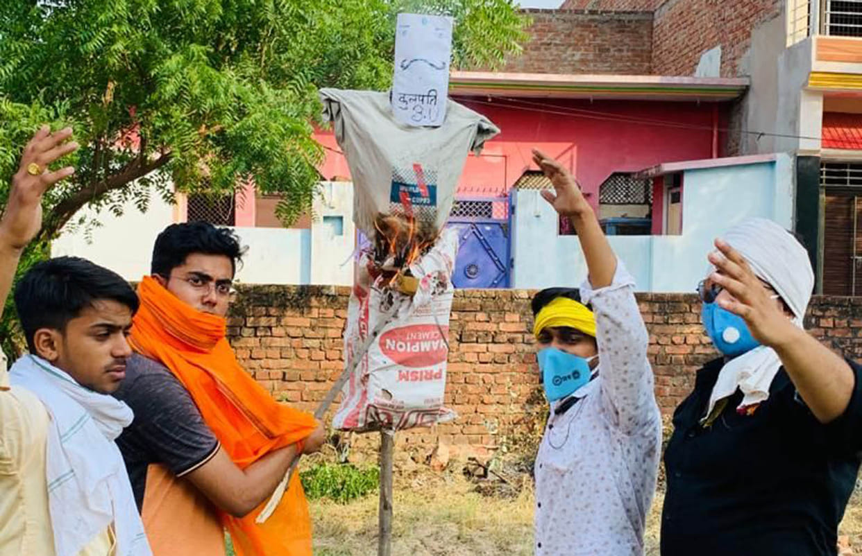 Chancellor's effigy burnt in protest against fee hike