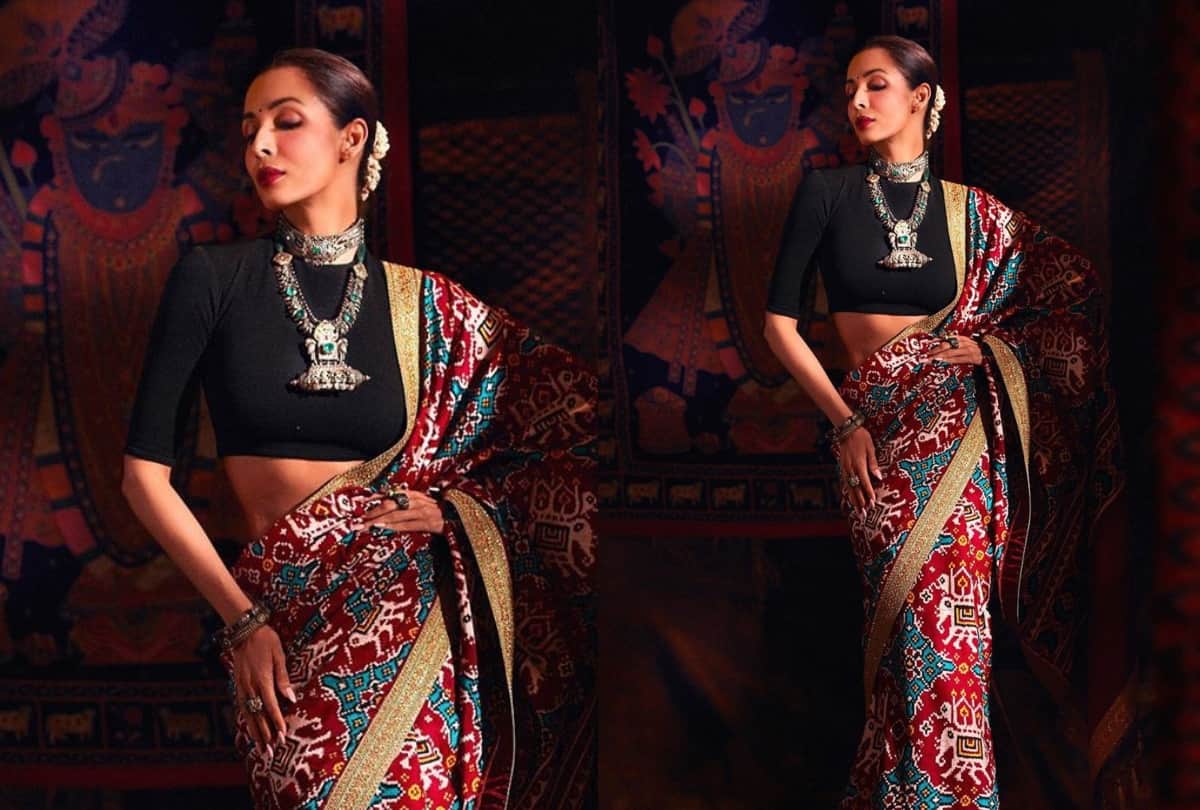 malaika arora bold glamorous look in ethnic wear saree lehenga
