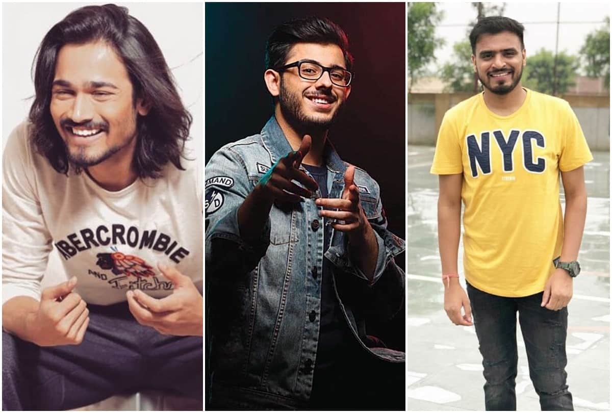 Top Five Indian Youtubers Carryminati Amit Bhadana Ashish Chanchlani Gaurav Chaudhary Bhuvan Bam