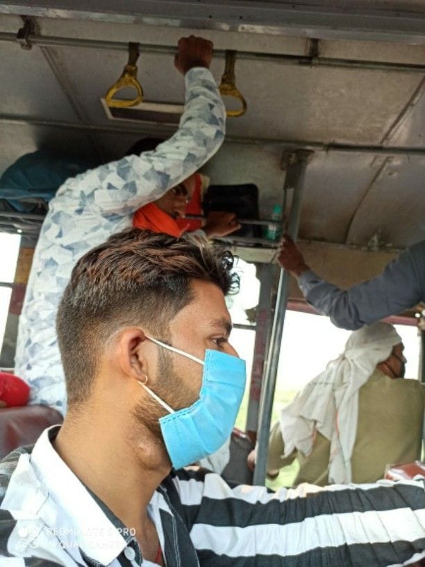 Neither social distancing nor thermal screening on the roadways bus journey