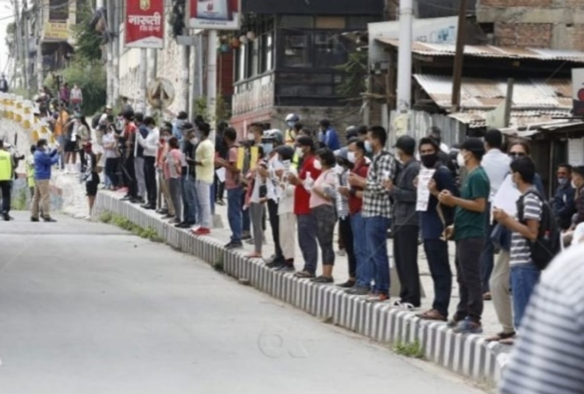 Nepali citizens protest against government for Corona infection
