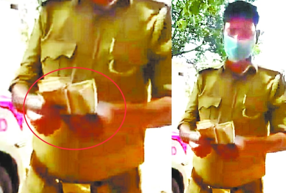 Sipahi video viral while taking bribe from people in Bahraich.