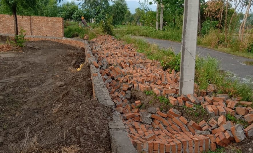 School's boundary collapses due to storm