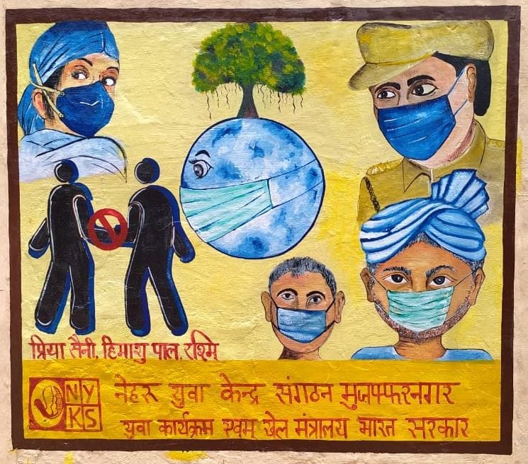 Corona awareness of wall painting