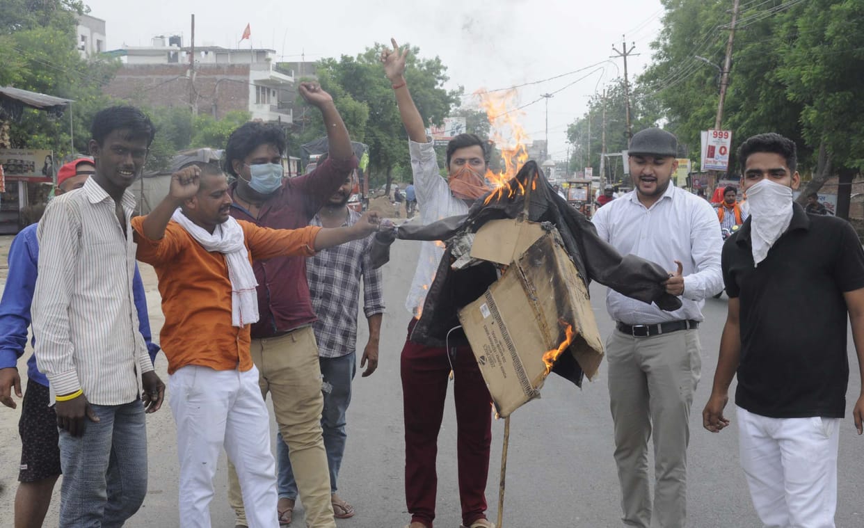 All-purpose boil by Chinese action, burnt effigy of President Xi Jinping, burning Chinese goods