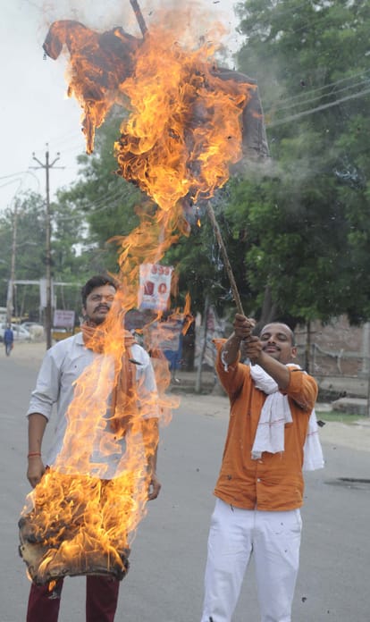 All-purpose boil by Chinese action, burnt effigy of President Xi Jinping, burning Chinese goods
