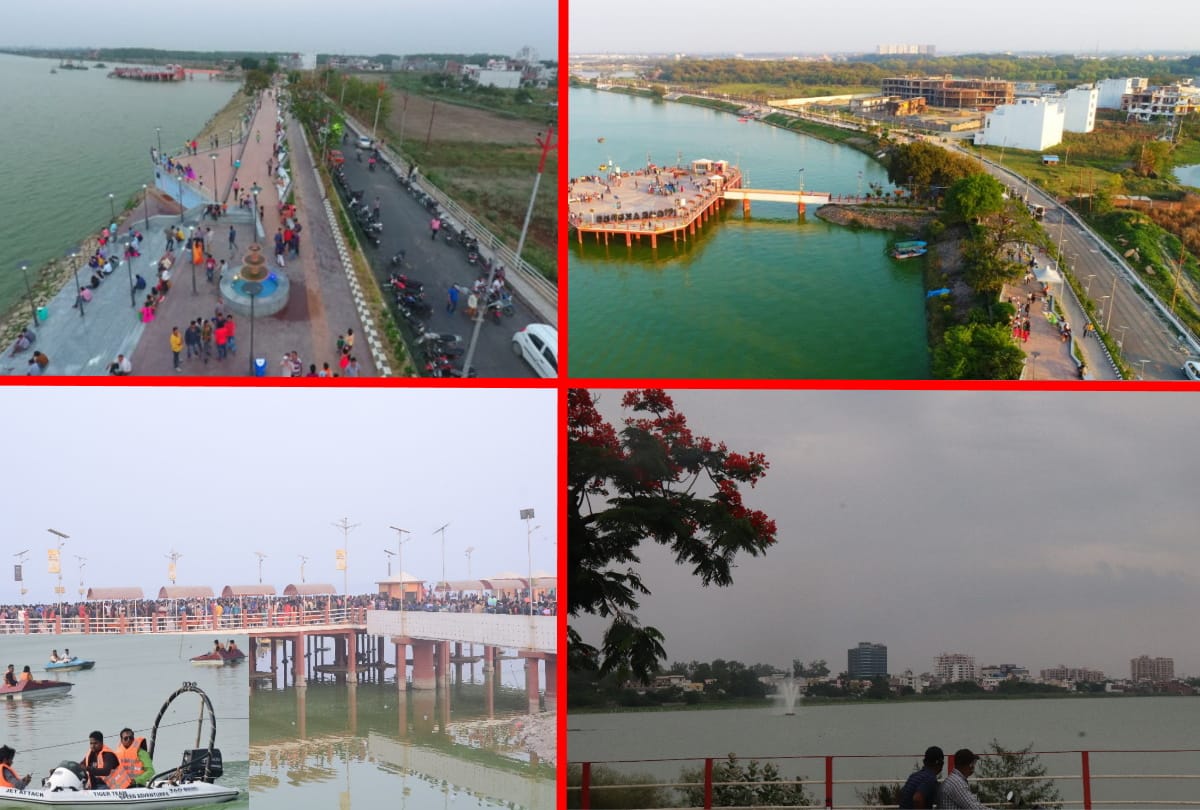 Mini Juhu Chowpatty stain by Hyacinth spread in Ramgarh Taal Gorakhpur