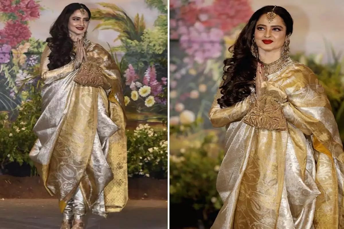 when rekha wore hyderabadi traditional dress in sonam kapoor wedding reception