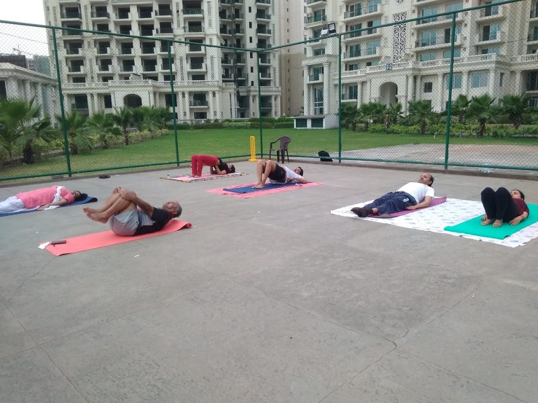 International Yoga day Noida yoga session organized to relieve depression in the grand arista