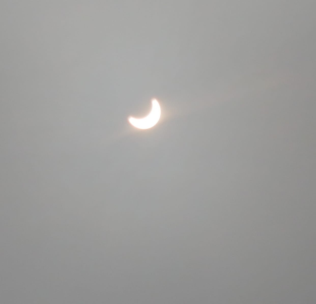 Partial solar eclipse seen with solar glasses