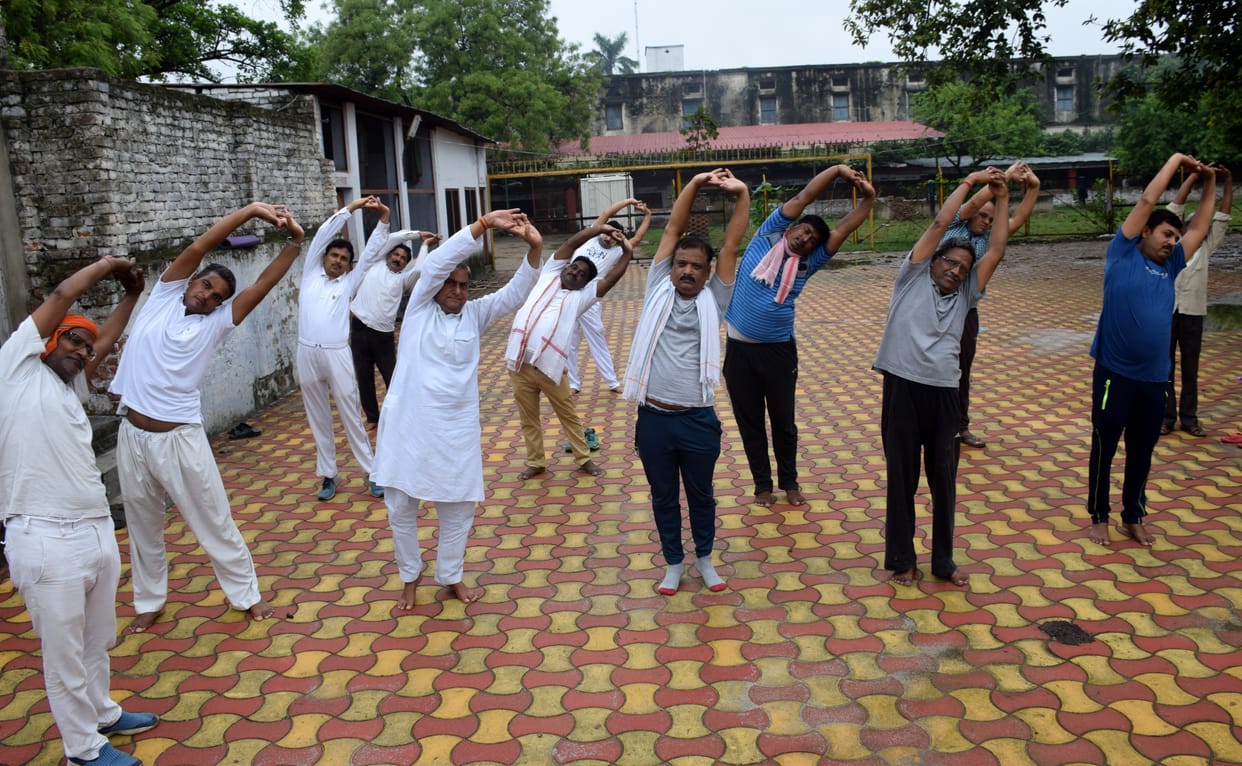 People did yoga from city to village