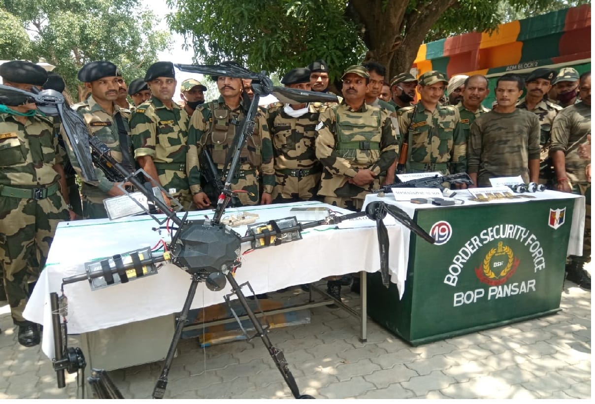Pakistani drone american m4 rifle and china made grenade