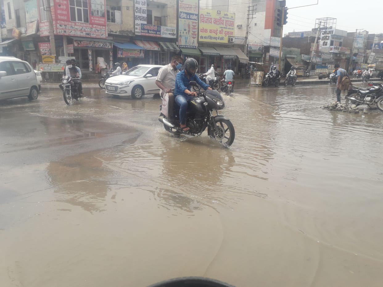 weather, 5 mm rain, water lodging in city, jind