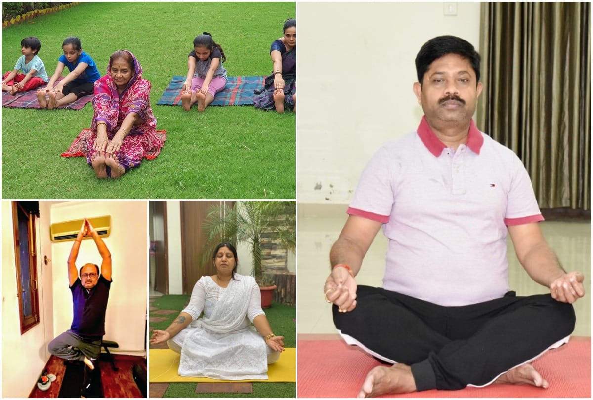 yoga day: honorable people did yoga at home