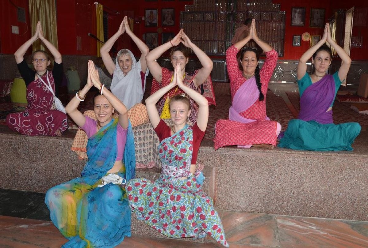 International Yoga Day 2020: Foreign devotees perform yoga asanas in vrindavan