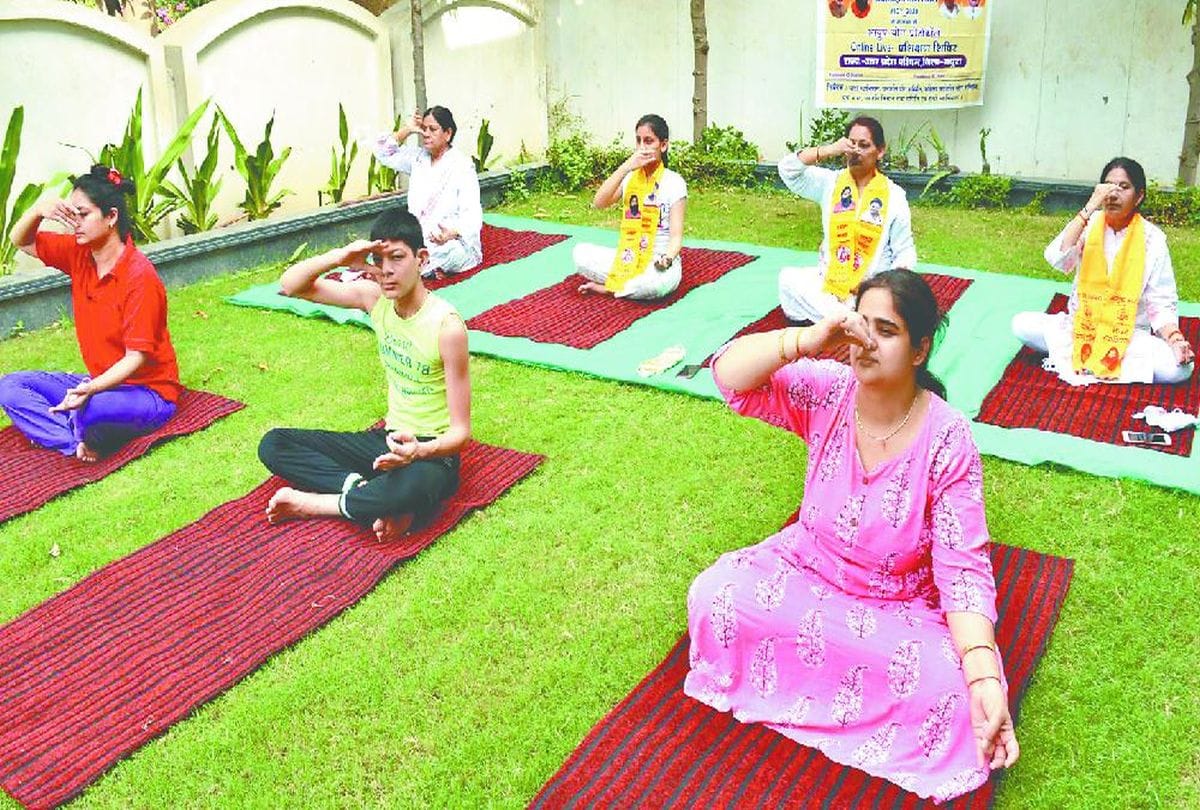 International Yoga Day 2020: Foreign devotees perform yoga asanas in vrindavan