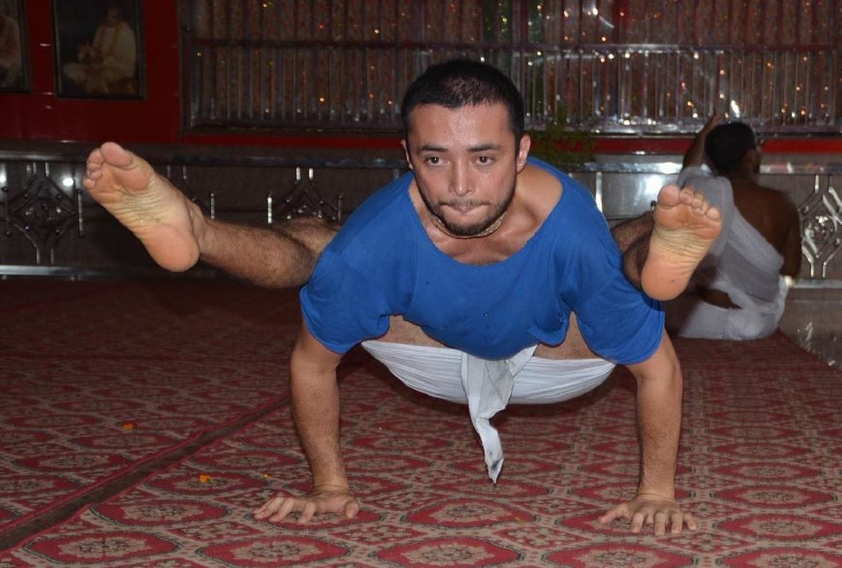 International Yoga Day 2020: Foreign devotees perform yoga asanas in vrindavan