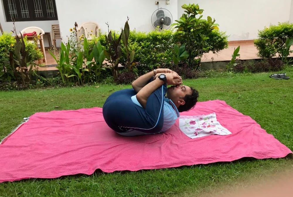 people celebrate international yoga day at their home.