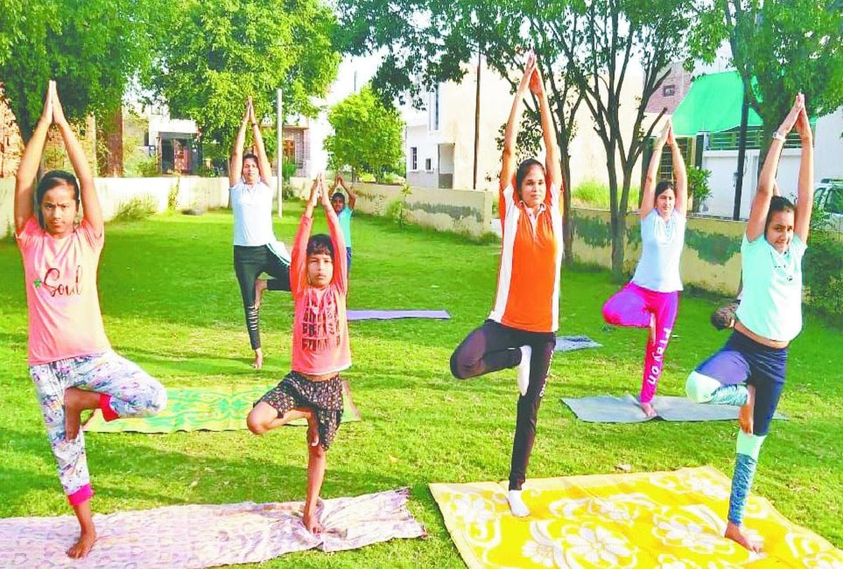 International Yoga Day 2020: Foreign devotees perform yoga asanas in vrindavan