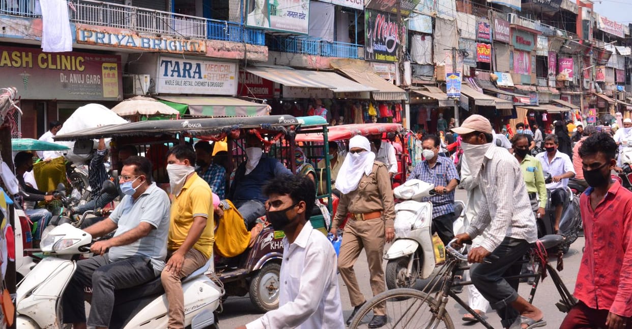 Crowd in the market on Monday