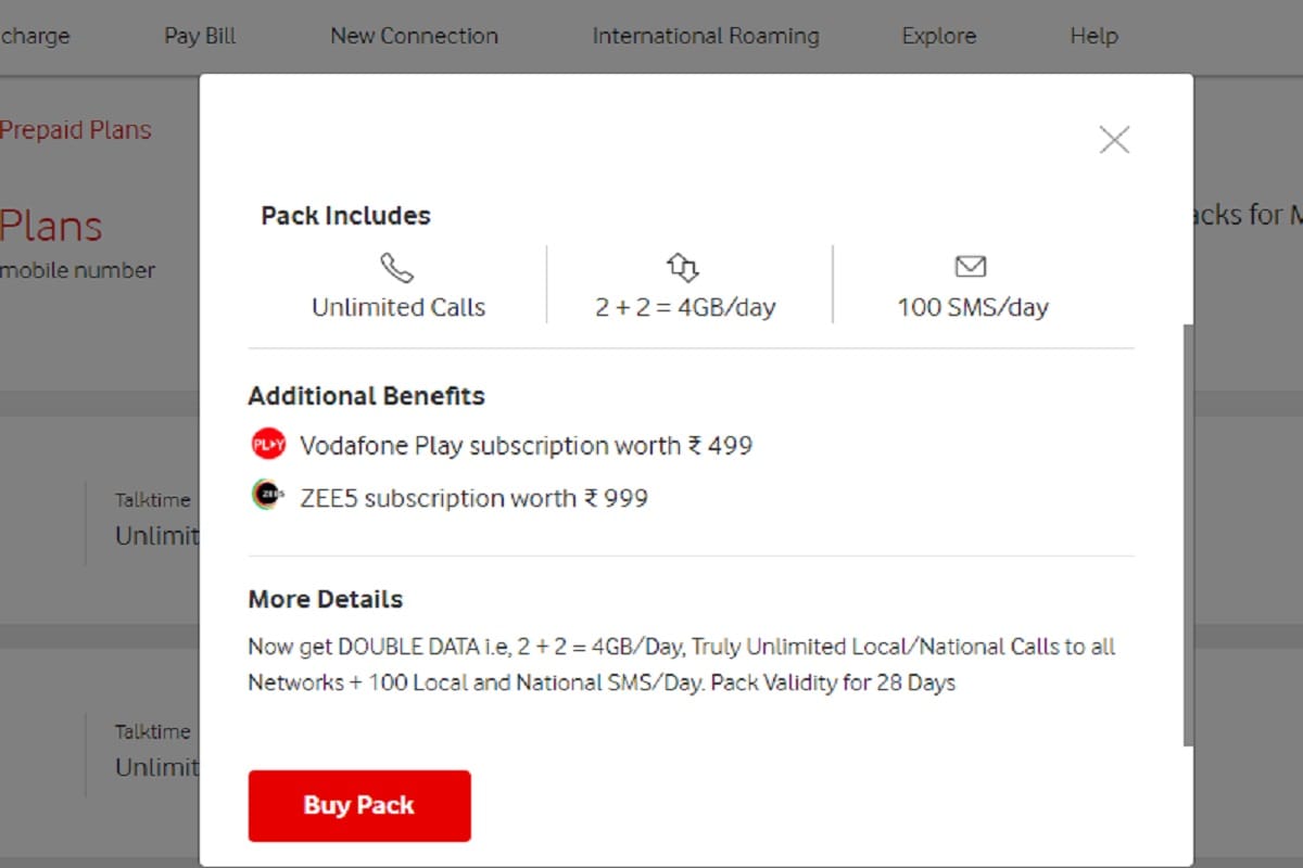 vodafone idea data plan 299