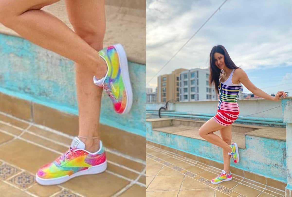 katrina kaif photoshoot on terrace in multicolor dress and shoes the price can shock you