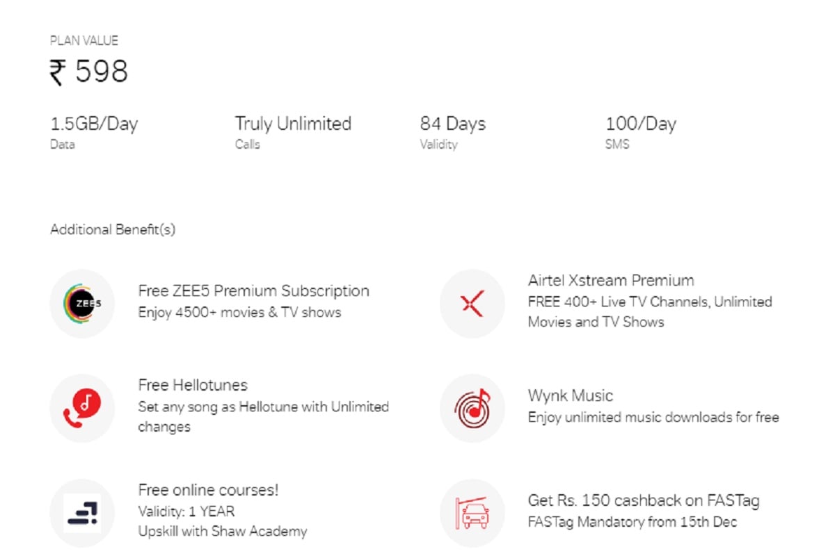 airtel 598 plan