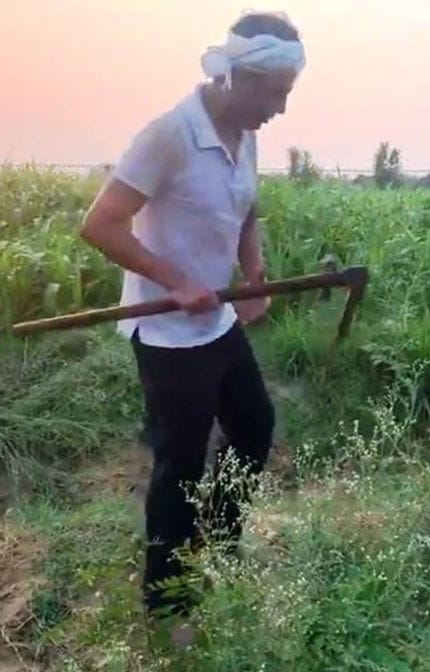 Nawazuddin shoveled in the field as a farmer