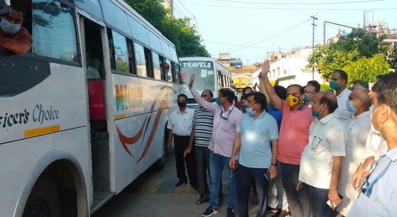 91 workers left for their home