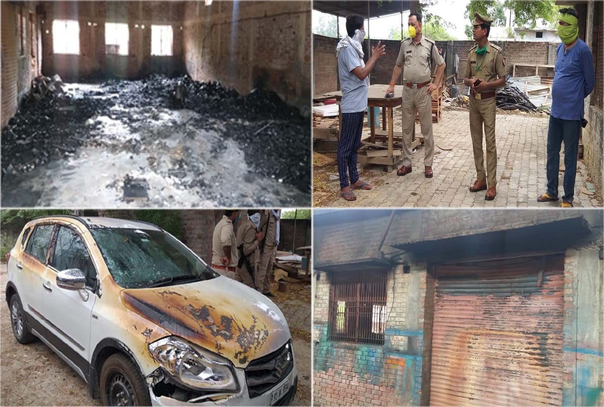 fire in Furniture warehouse in jalaun