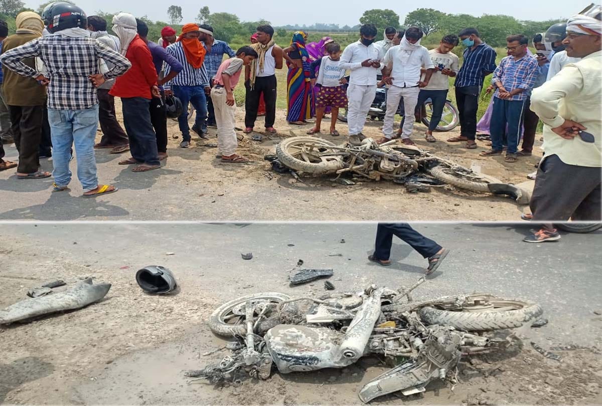 road accident in auraiya up, three people injured
