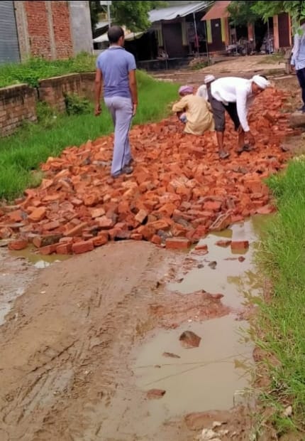 The work of repairing the converted road to the pit has started