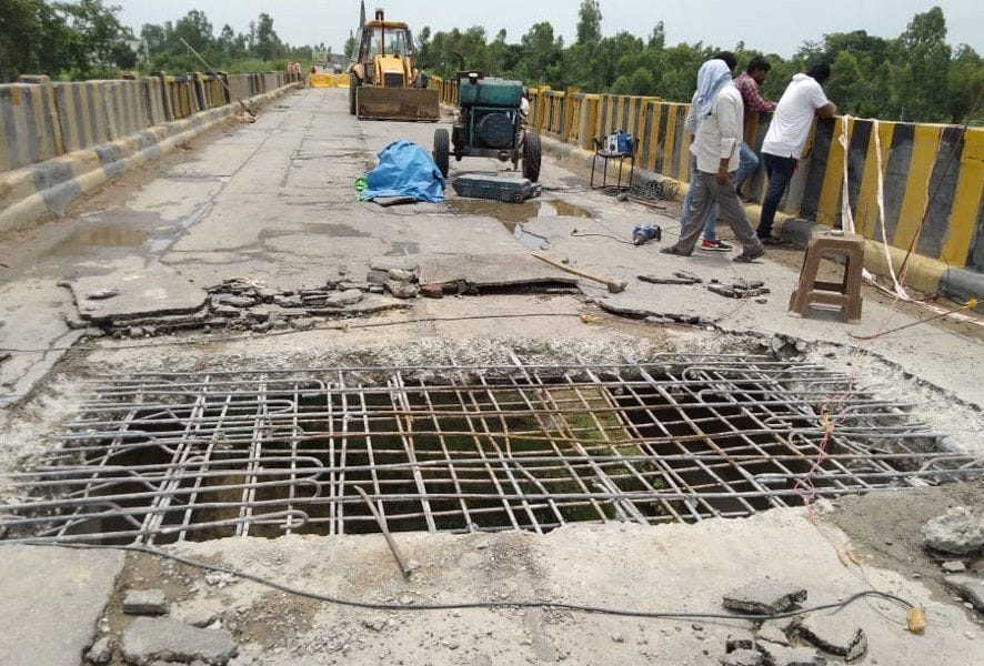 Repair work of Lakdhan river bridge started