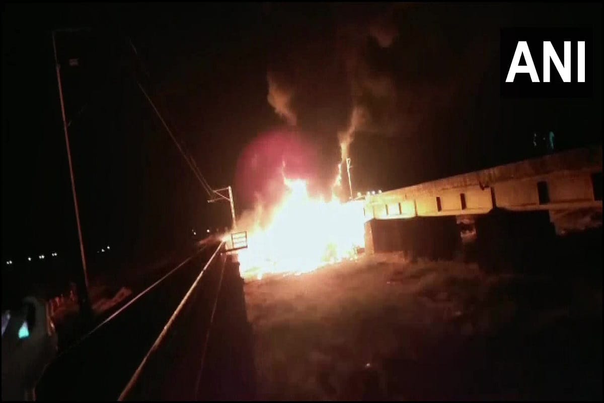 Andhra Pradesh: Three coaches of goods train derailed and caught fire between Surareddipalem and Tangutur stations