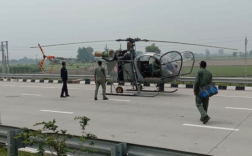 emergency landing of army helicopter due to technical fault