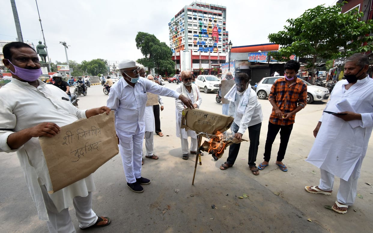 Loktantra senani protested against china