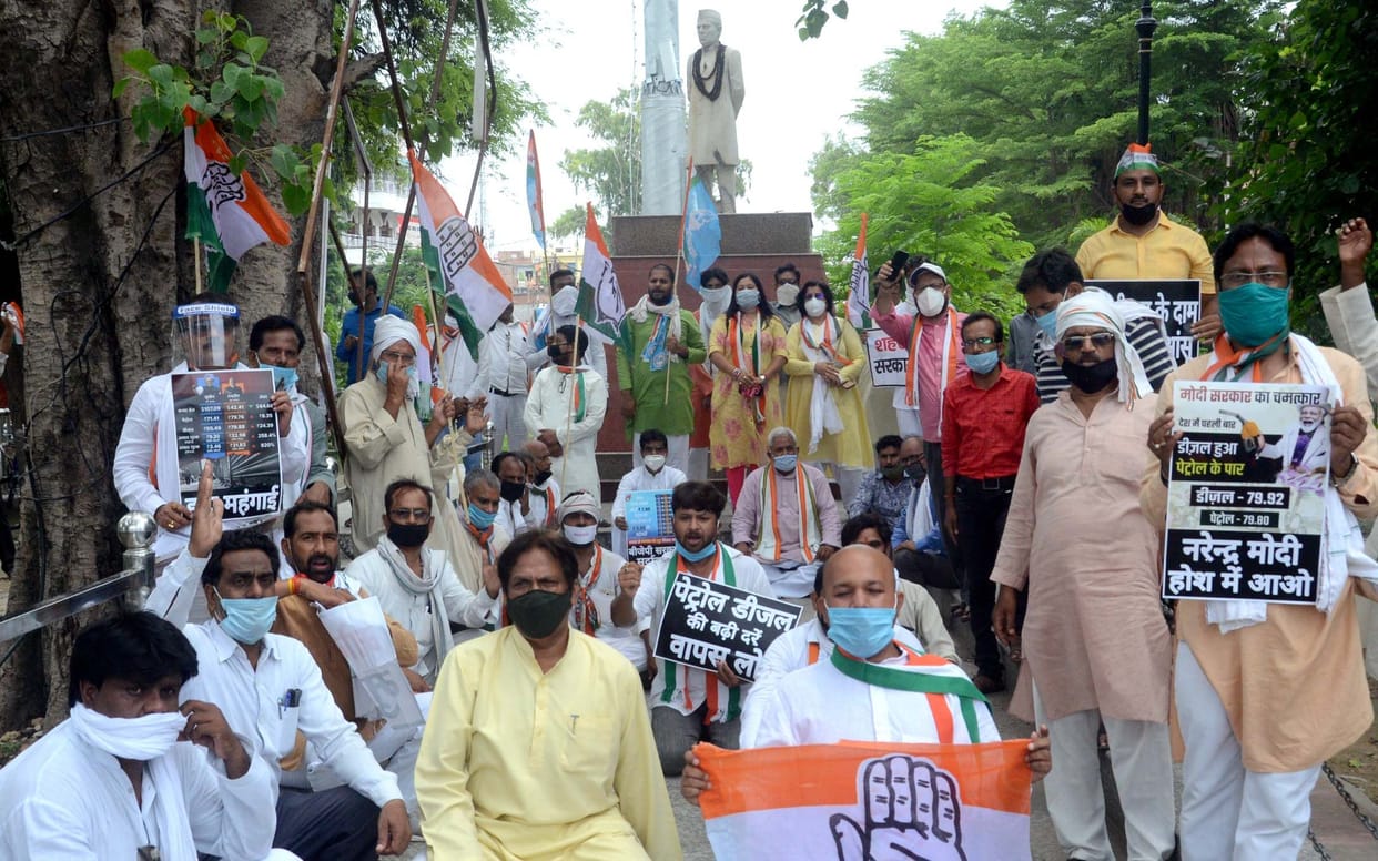 Petrol diesel price hike protest