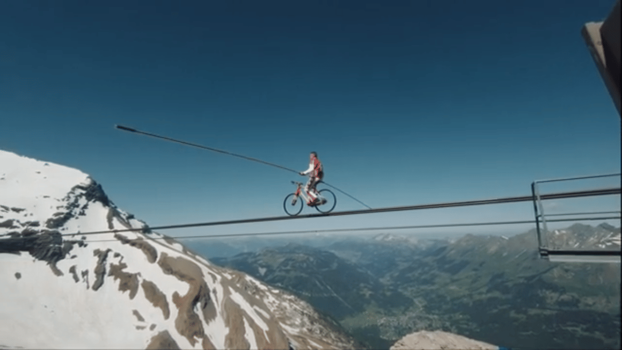 Tourism started in Switzerland, relaxation in lockdown. celebrated by acrobats by performing dangerous stunts