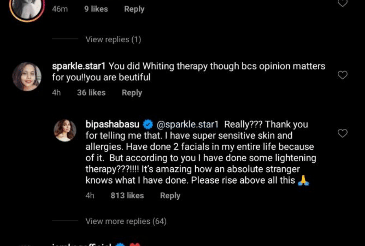 Bipasha Basu Reply To Troll For Accusing Her Of Getting The Skin Whitening Treatment