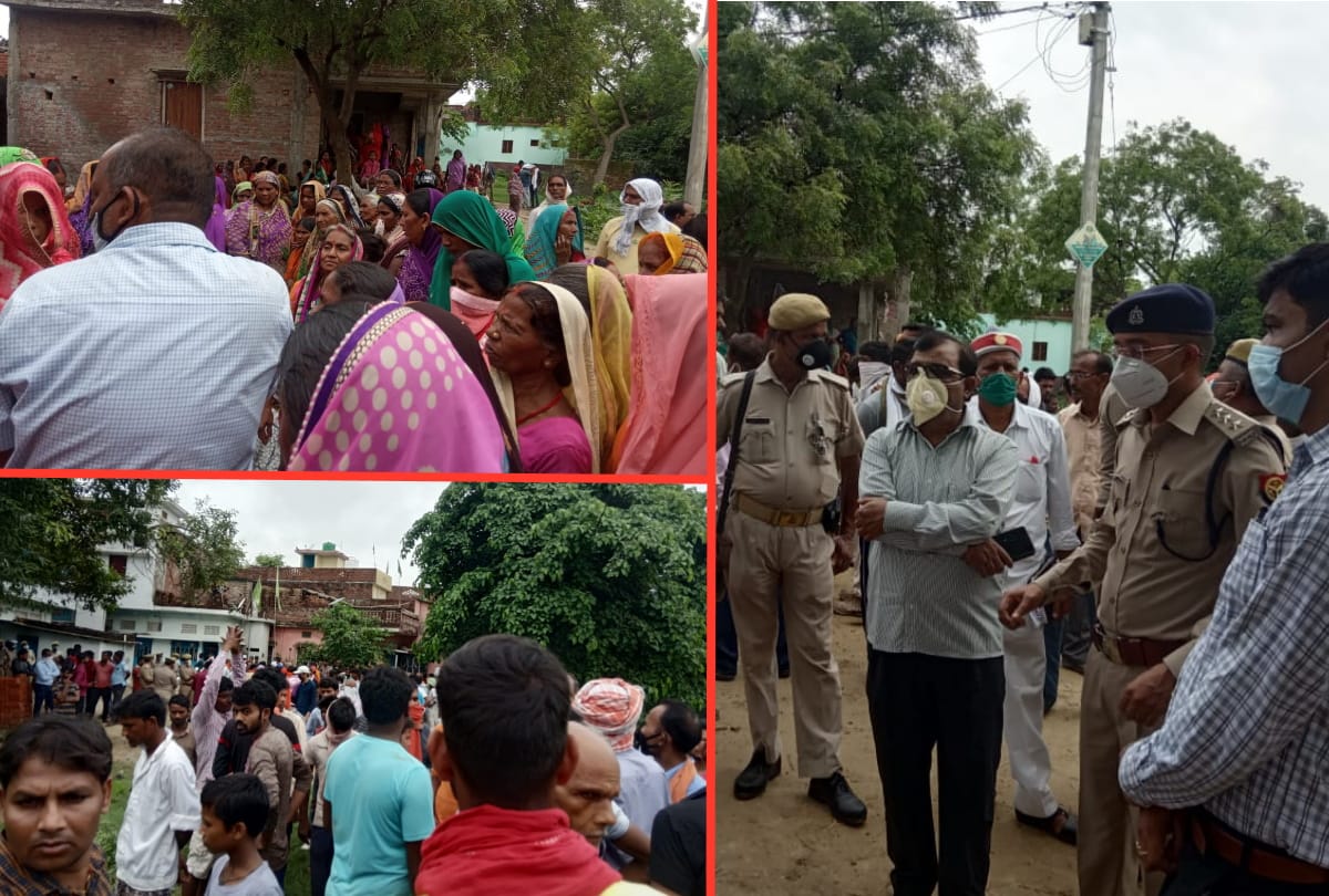 People protest and beating village head due to Group one killed in deoria