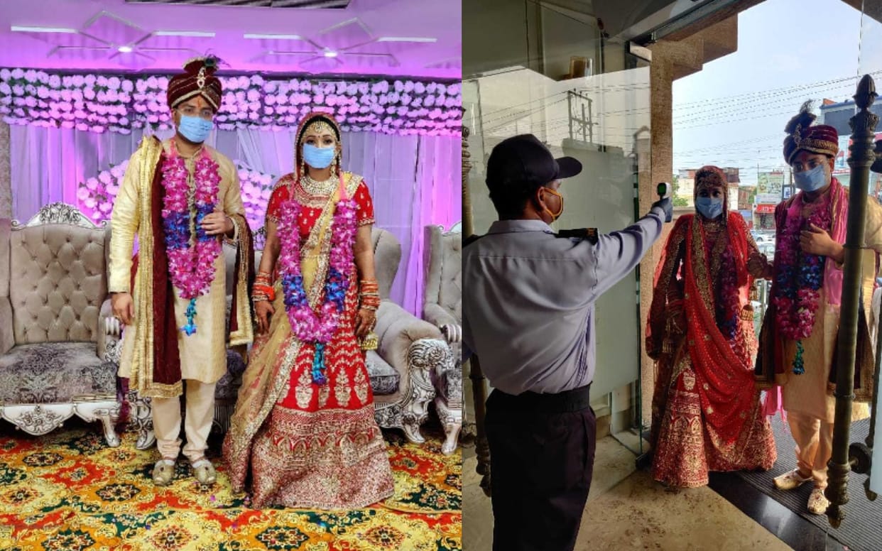 Coronavirus changed the way of weddings, many couples take eight rounds with a promise to wearing a mask