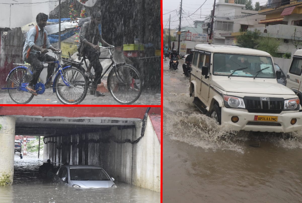 water overflow on Road after heavy rain in Gorakhpur