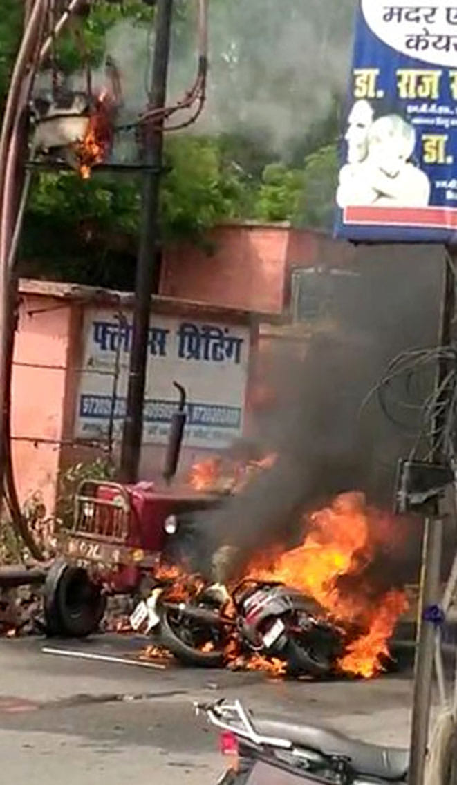 Transformer caught fire, three people scorched