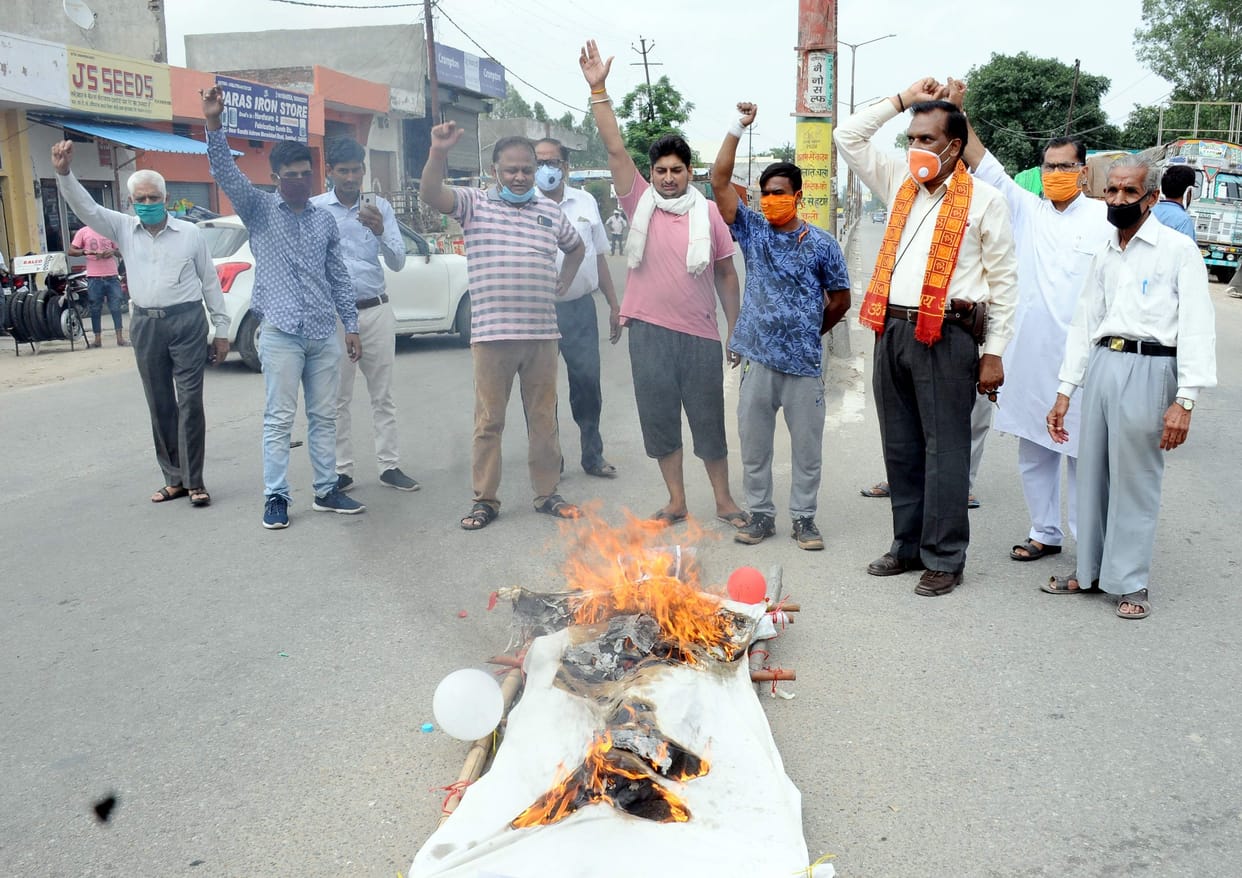 protest for china in sambhal