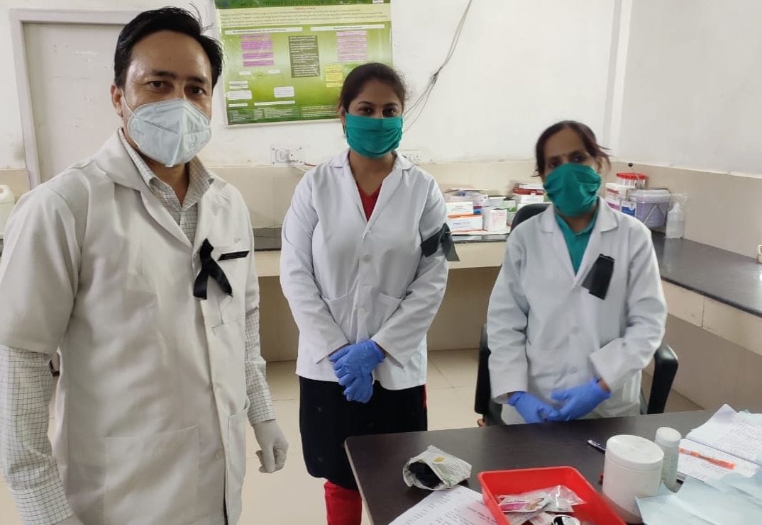Lab technicians protested while working with black lace