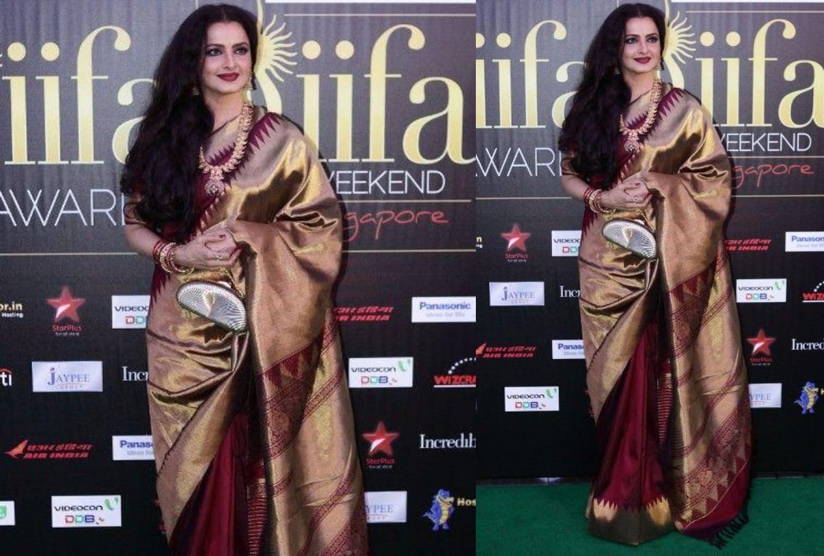 must include bollywood actress rekha ji these kanjivaram saree in your wedding wardrobe