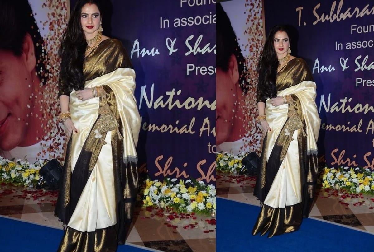 must include bollywood actress rekha ji these kanjivaram saree in your wedding wardrobe
