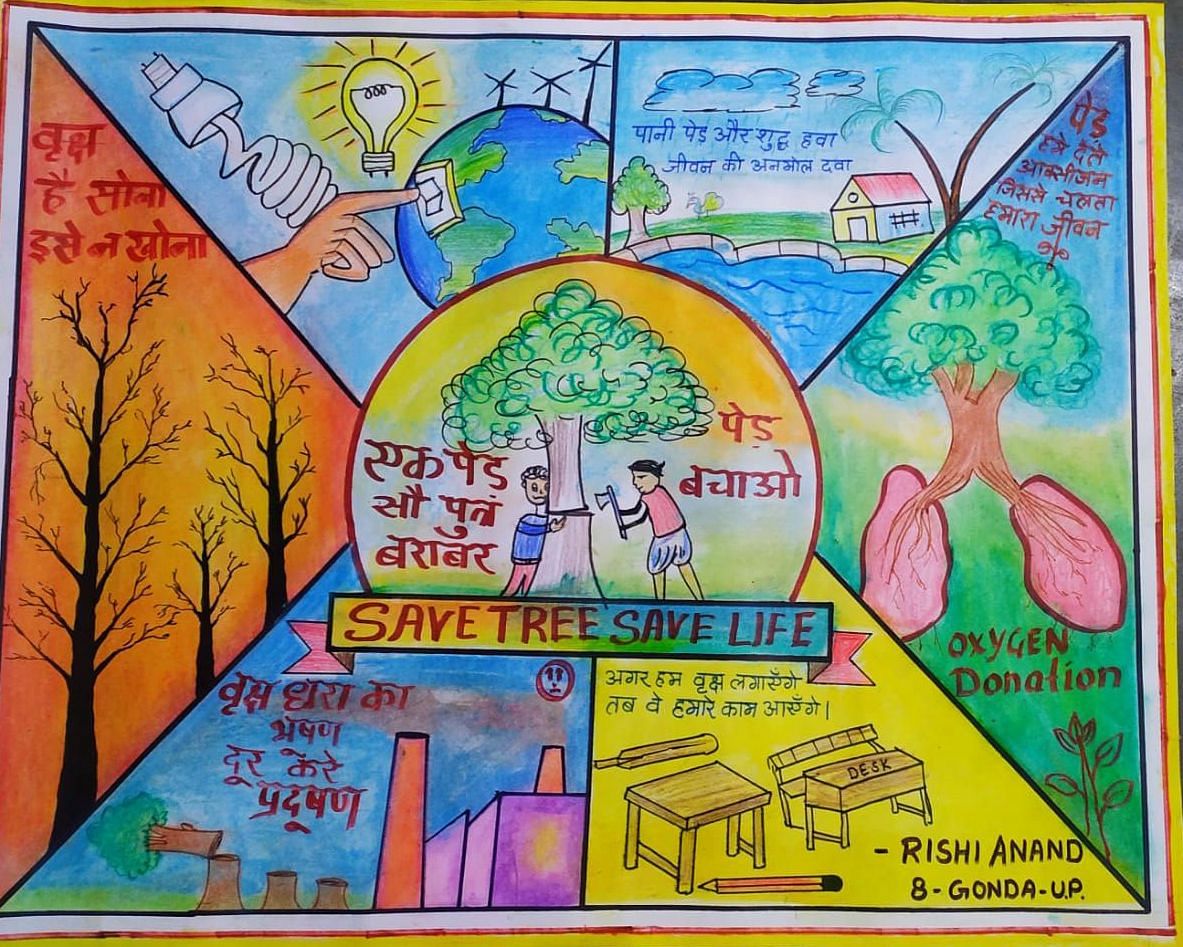Water conservation through painting by children... Smartphone Photo...