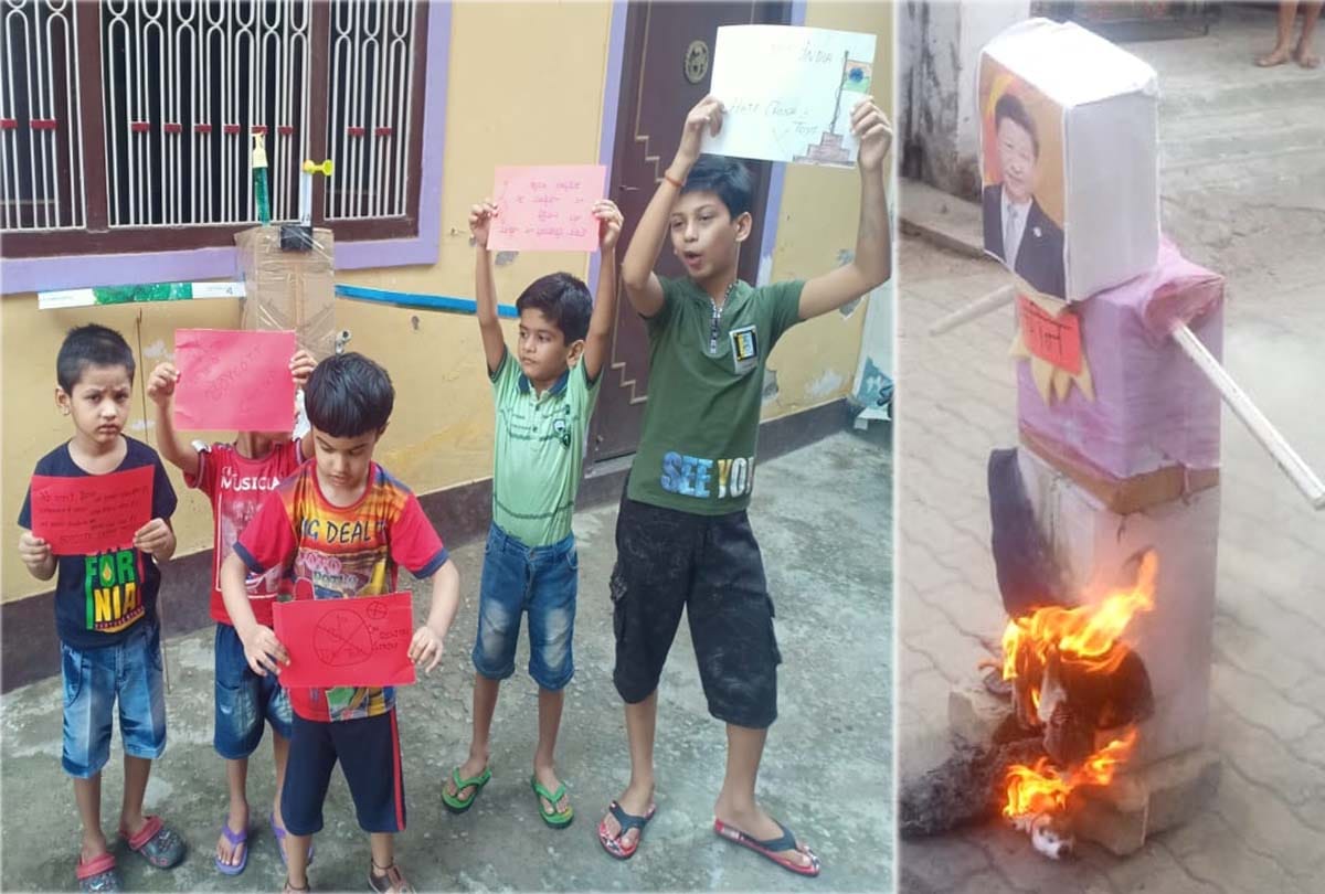 Boycott China News: children boycott chinese toys in unnao, burnt effigy of China