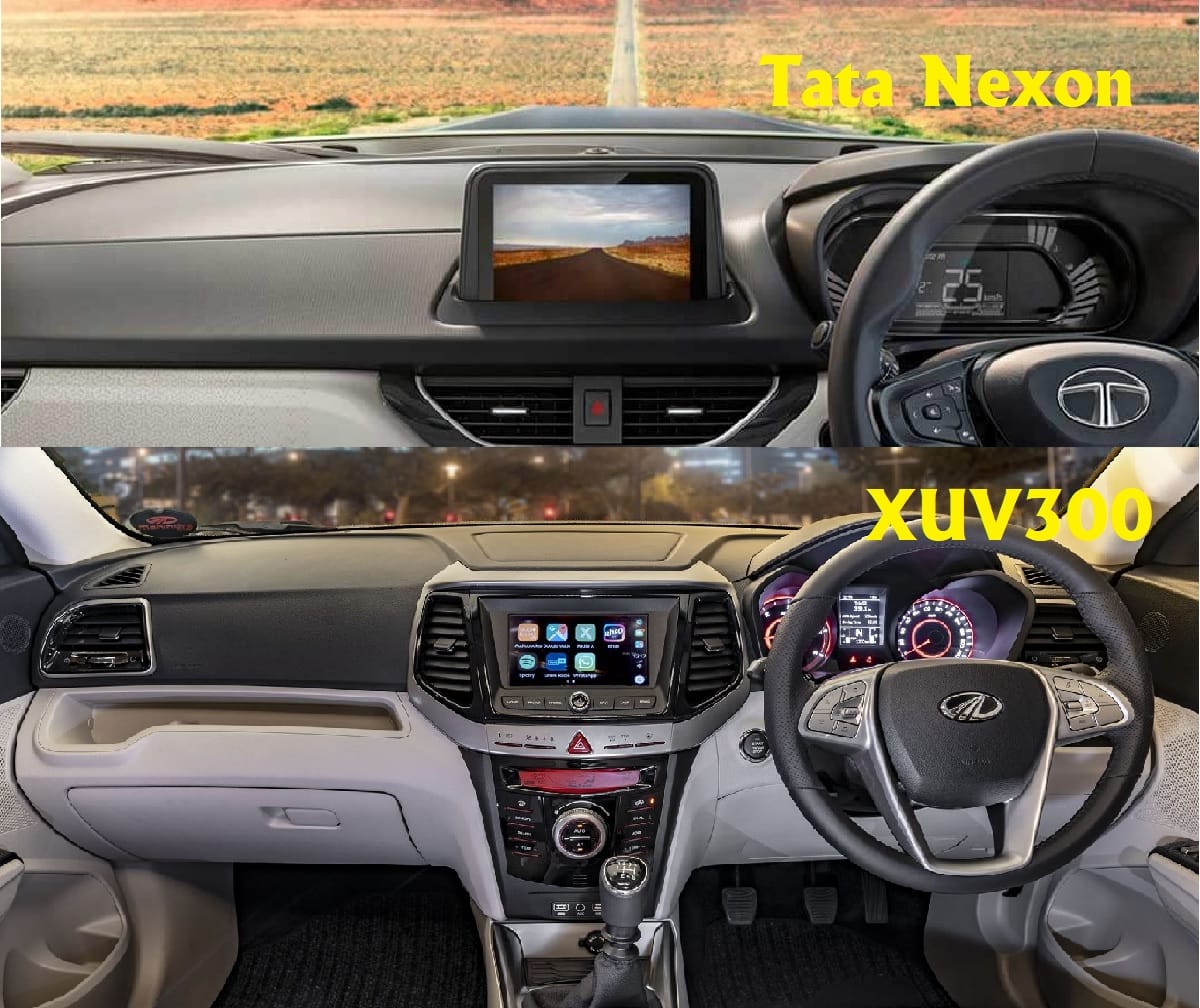 best touchscreen infotainment system comparison of Mahindra XUV300 vs Tata nexon SUV